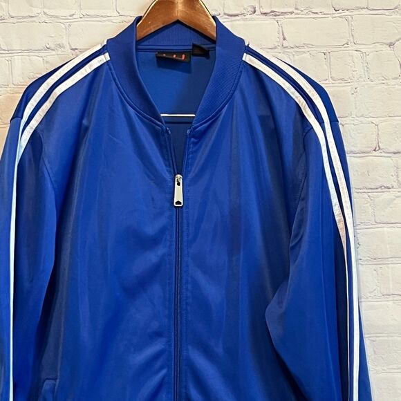 Linea Uomo LU Track Jacket Mens XL Blue 2 Stripes Dazzle Full Zip Run Activewear - Picture 3 of 12